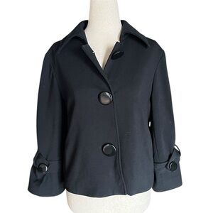 DM New York black cropped jacket with large black buttons